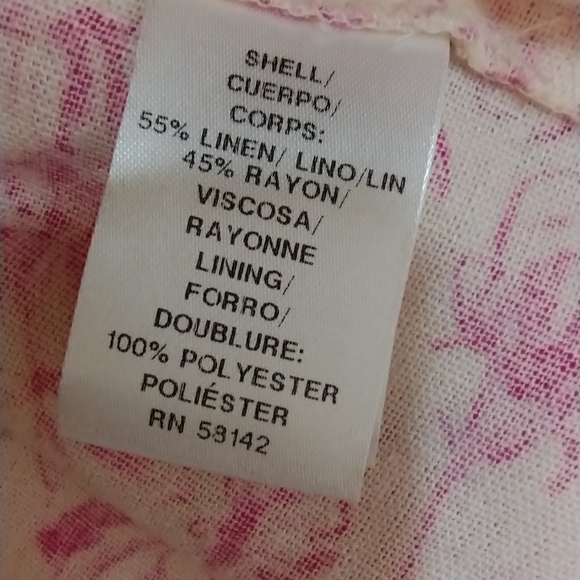 LONDON TIMES Pink and Cream Print Dress sz 10 Linen Blend - Picture 15 of 17